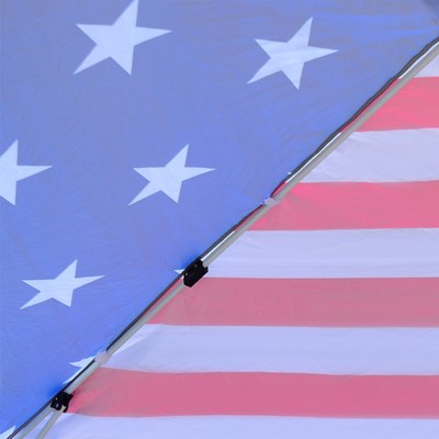  Outsunny 10' X 10' Pop Up Canopy Event Tent With American Flag Roof, Slanted Legs, Easy Height Adjustable For Wedding Party For Patio Backyard Garden