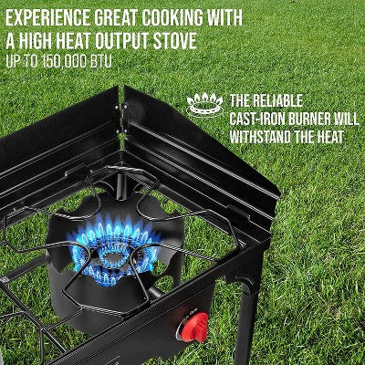  Hike Crew Double-Burner Camping Stove, Portable Propane Stovetop