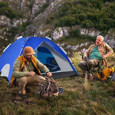  Costway 4 Person Instant Pop-up Camping Tent 2-in-1 Double-Layer Waterproof Tent