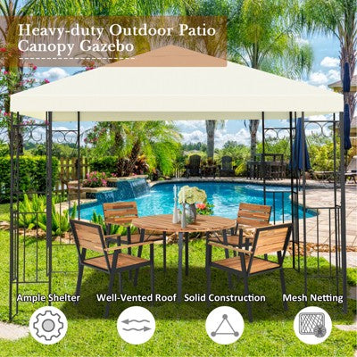  Tangkula 10'x10'Outdoor Canopy Gazebo Art Steel Frame Party Patio Large Canopy Gazebo