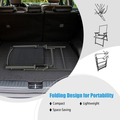  Tangkula 4PCS Patio Portable Metal Folding Chairs Dining Chair Set Poolside Garden