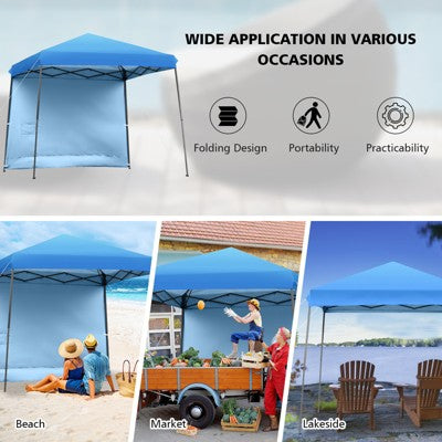  Tangkula 10x10 Ft Pop Up Canopy Tent One Person Set-up Instant Shelter With Central Lock W/ Roll-up Side Wall