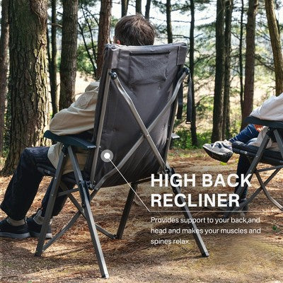  EVER ADVANCED Folding Padded Camping Chair 4 Positon Adjustable Recliner With High Back Support Portable For Adults, 300lbs Weight Capacity