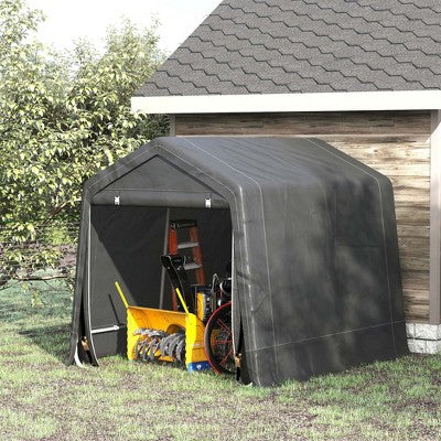  Outsunny Garden Storage Tent, Heavy Duty Bike Shed, Patio Storage Shelter W/ Metal Frame And Double Zipper Doors, Dark Grey
