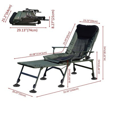  KTMBDW Portable Camping Chair, Camping Chair With Adjustable Cushioned Backrest And Detachable Footrest For Indoor And Outdoor Camping, Black+Green