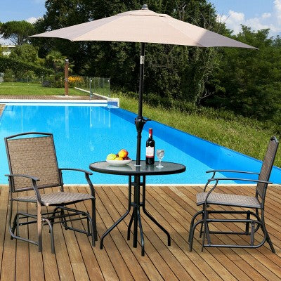  Costway 2PCS Patio Swing Single Glider Chair Rocking Seating Steel Frame Garden Brown