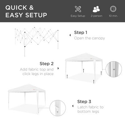  Best Choice Products 10x10ft Pop Up Canopy Outdoor Portable Adjustable Instant Gazebo Tent W/ Carrying Bag
