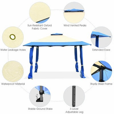  Costway 13'x13' Gazebo Canopy Shelter Awning Tent Patio Garden Outdoor Companion Blue
