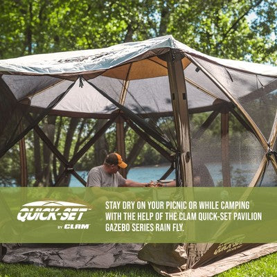  CLAM Quick-Set Outdoor Gazebo Screen Tent Canopy Accessory Rain Fly Roof Tarp For Pavilion/Pavilion Camper Models, Tan (Tent Not Included)