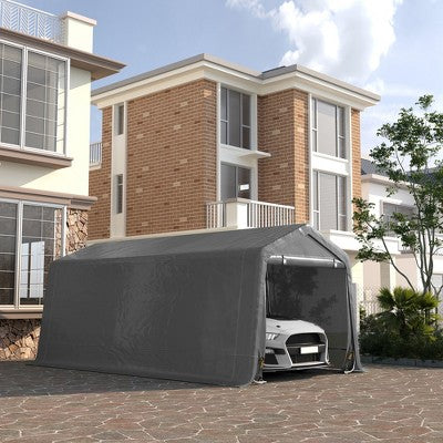  Outsunny 10' X 20' Portable Garage, Heavy Duty Carport, Storage Tent Shelter W/ Anti-UV Sidewalls And Double Zipper Doors