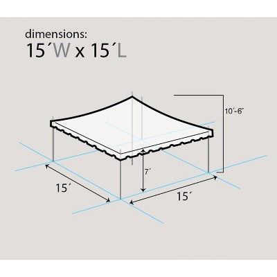  Party Tents Direct Weekender Outdoor Canopy Pole Tent, White, 15 Ft X 15 Ft