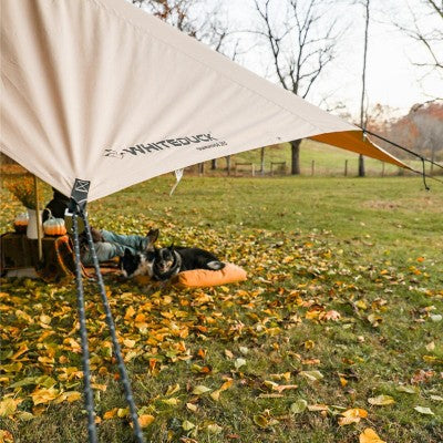  WHITE DUCK Sunshade Tarp – DYNATEK Canvas Outdoor Shelter With Poles, Ropes & Carry Bag – Water-Repellent, Weatherproof Shade Cover