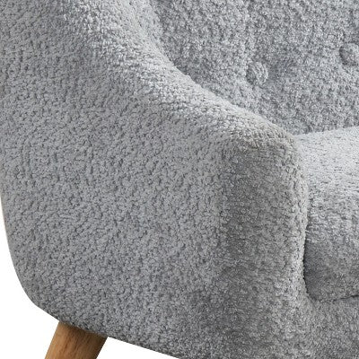  Gulches 28"W Gray Chenille Kids Sofa - Tufted Back, Wooden Legs, Cozy For Toddlers