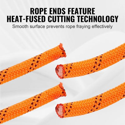  VEVOR Dual-Weave Polyester Cord, 1/2 Inch X 220 Feet, 48-Strand, 8000 LBS Tensile Strength, Multi-Use Outdoor Rope, Orange/Black