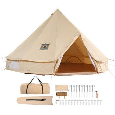  VEVOR Canvas Bell Tent, 4 Seasons 7 M/22.97 Ft Yurt Tent, Canvas Tent For Camping With Stove Jack, Breathable Tent Holds Up To 12 People