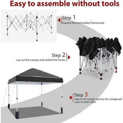  Outdoor Tent, Portable Coating Tent 10 X 10 Ft, Picnic Tent, Folding Canopy Tent With Hand Bag, Waterproof Windproof UV Protection Tent, Black