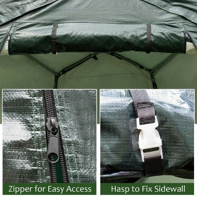  Costway 7'x12' Patio Tent Carport Storage Shelter Shed Car Canopy Heavy Duty Green