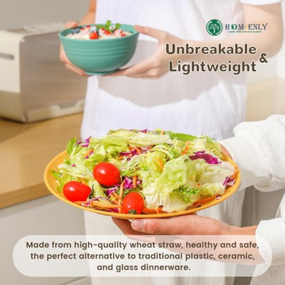  Itopfox 40-Piece Premium Wheat Straw Dinnerware Set, Service For 8, Unbreakable Plates & Bowls, Dishwasher & Microwave Safe, Eco-Friendly Kitchenware