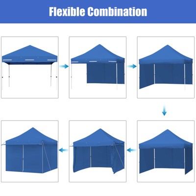  Tangkula 10x10ft Pop Up Tent, 4 Height Adjustment Folding Camping Tent With Awning