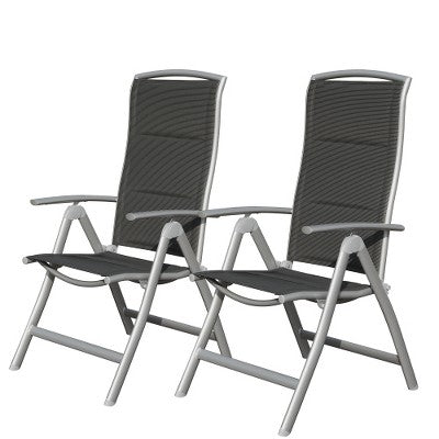  YUHAO 2PCS Adjustable High Back Soft Cotton-Padded Seat，Outdoor Portable Reclining Patio Chairs For Garden Camping Poolside Beach Deck，Dark Gray
