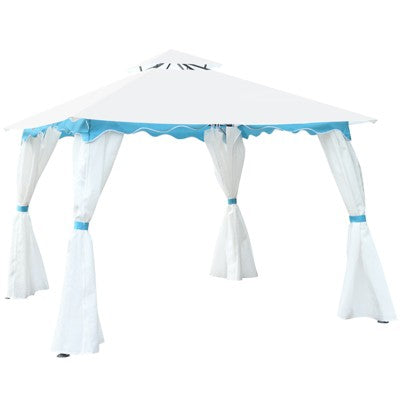  Tangkula 2 Tier 10'x10'Patio Steel Gazebo Outdoor Canopy Tent Steel Frame Shelter Awning W/Side Walls For Patio Yard Garden