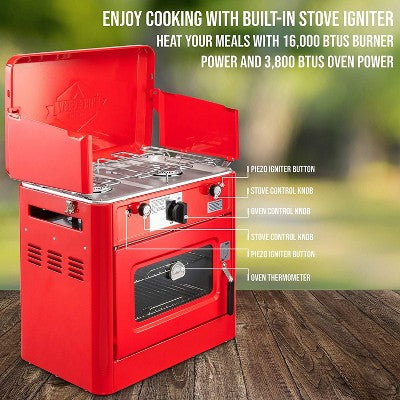  Hike Crew Portable Camping Oven With Dual Burner Propane Stove