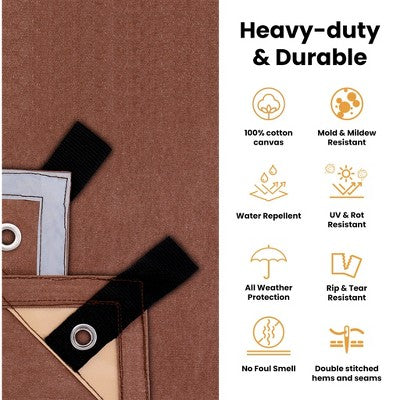  WHITE DUCK Heavy Duty Canvas Tarp, 18 Oz Water-Resistant Cotton With Reinforced Edges & Stainless Steel Grommets