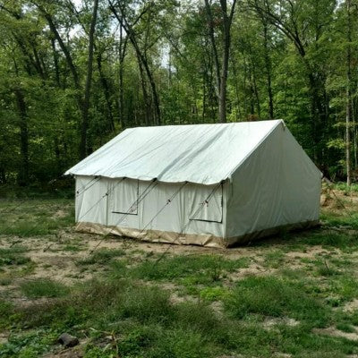  White Duck Alpha Canvas Wall Tent With Stove Jack & Frame, 4-Season Water Repellent Camping Tent, DYNA DUCK Fabric