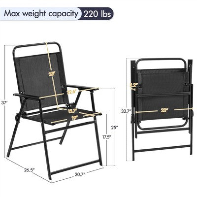  Yaheetech Set Of 4 Outdoor Foldable Dining Chairs With Backrest And Armrests