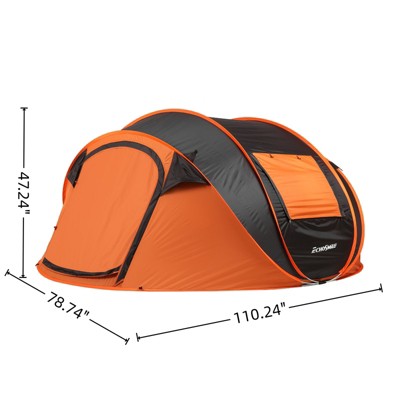  DSVIMOY Pop-Up Camping Boat Tent, Outdoor Tent For 5-8 Person, Spacious, Water-Resistant, Black&Orange, 110.24"*78.74"*47.24"