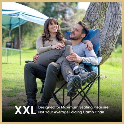  Arrowhead Outdoor XXL Folding Padded Camping Chair W/Cup & Wine Holder, Armrest Cooler, Support Up To 600 Lbs (Forest Green)