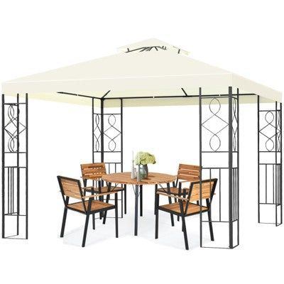  Tangkula 2-Tiers 10'x10'Outdoor Canopy Gazebo Art Steel Frame Party Patio Large Canopy Gazebo W/Netting