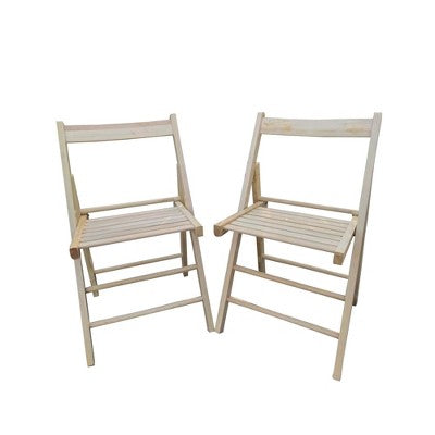  Sevobal Outdoor Portable Chairs 2 Piece Slatted Wood Folding Chair Set For Kitchen Special Events Outdoor Backyard Garden, Beige, 15.6"*22.8"*31"
