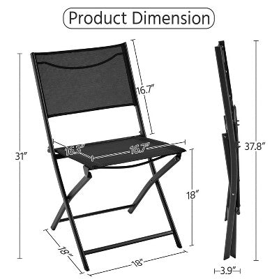  Yaheetech Set Of 4 Folding Dining Chairs With Backrests For Garden/ Lawn/ Porch/ Backyard Pool