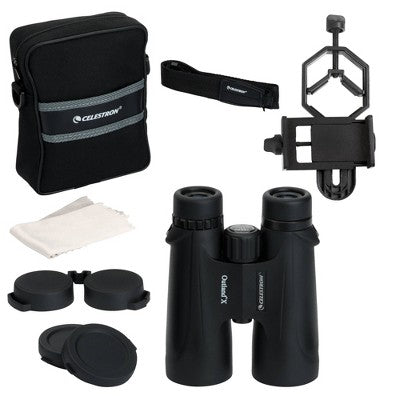  Celestron Outland 10x50 Binocular Bundle With Smartphone Adapter
