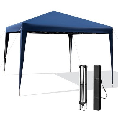  Costway Patio 10x10ft Outdoor Instant Pop-up Canopy Folding Sun Shelter Carry Bag Navy/Grey/White