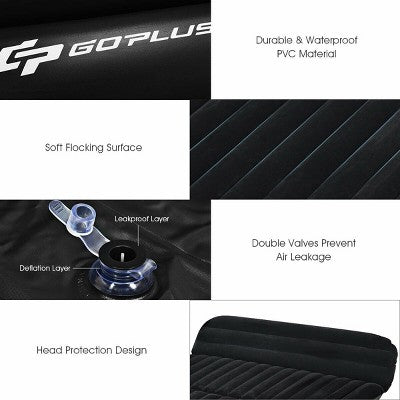  Costway Inflatable SUV Air Backseat Mattress Flocking Travel Pad W/Pump Camping Outdoor