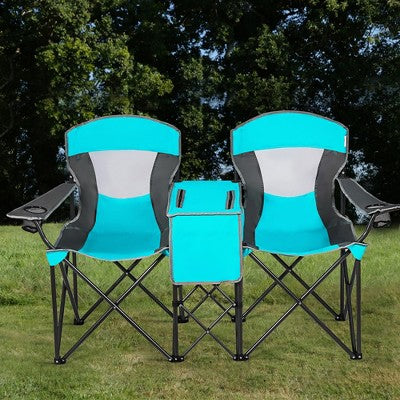  Costway Portable Folding Camping Canopy Chairs W/ Cup Holder Cooler Outdoor Turquoise