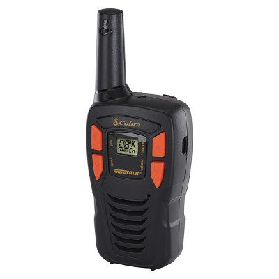  Cobra ACXT145-3 Compact Walkie Talkies - Rechargeable 16-Mile Range Two-Way Radios (3-Pack) - Black & Orange