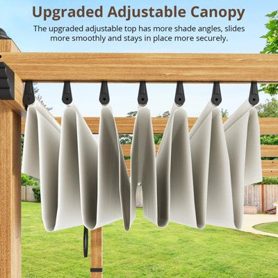  Outdoor Retractable Pergola, Aluminum Pergolas With Retractable Sun Shade Canopy For Patios, Gardens, Decks, Backyard