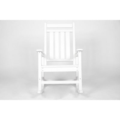  Gulches Outdoor Portable Chairs - Oversized White Rocking Chair With Wood-Texture, All-Weather Porch Rocker