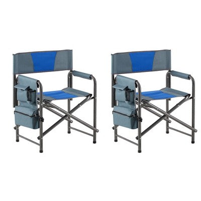  KTMBDW 2-piece Oversized Padded Folding Outdoor Chair With Storage Pockets For Indoor,Outdoor Camping, Picnics And Fishing
