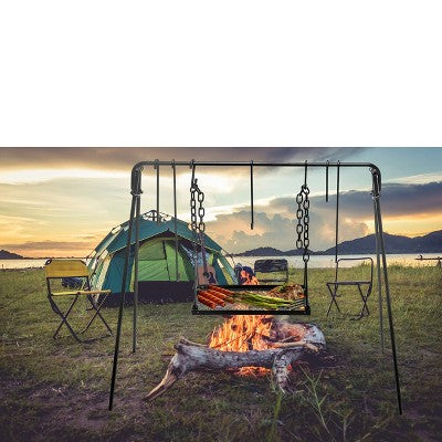  Bruntmor Cast Iron Outdoor Portable Swing Hanging Campfire Cooking Stand