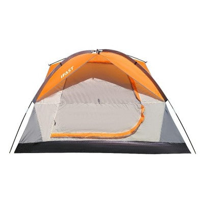  NAYSAYE Camping Tent 4 Person Family Tent Waterproof Windproof Double Layer With Net Window Rain Fly Portable For Camping, Yellow