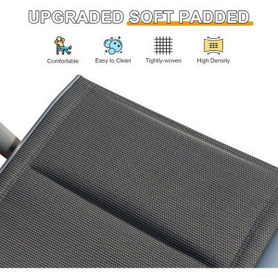  YUHAO 2PCS Adjustable High Back Soft Cotton-Padded Seat，Outdoor Portable Reclining Patio Chairs For Garden Camping Poolside Beach Deck，Dark Gray