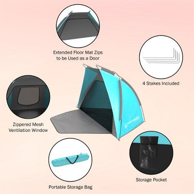  Leisure Sports Lightweight Pop-Up Beach Tent Sun Shelter - Turquoise