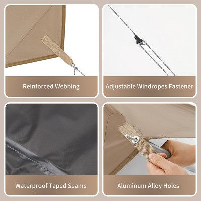  Naturehike Camping Tent Tarp With Poles, Waterproof PU 18000mm+, Anti-UV UPF2000+ Camping Sun Shelter Rain Fly, Camping Tent Canopy For Outdoor Party