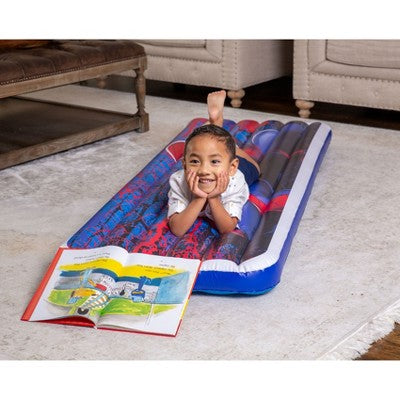  Living IQ Inflatable Jr Twin Portable Small Travel Size Kids Toddler Sleeping Air Bed Mattress, Marvel Spiderman