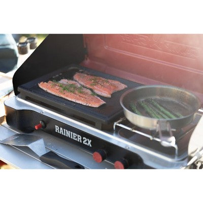  Camp Chef Mountain Series Rainier 2x Two-Burner Camp Stove With Griddle & Carry Bag
