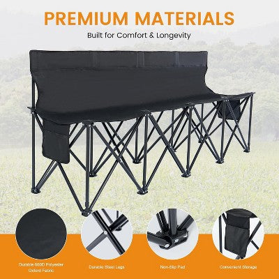  Docred Portable Bench 4/6/9 Seat Soccer Benches For Team, Folding Soccer Bench Chair Sideline Benches Camping Chairs With Carry Bag